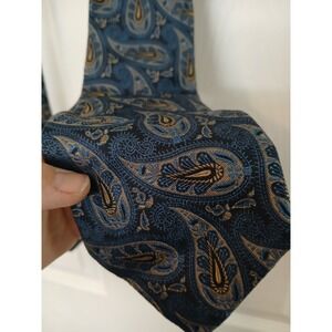 TODAY'S MAN Men's 100% Silk Necktie Made In ITALY Dark Blue Paisley Tie